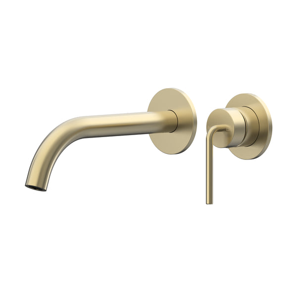 Meira Wall Basin/Bath Mixer Set 220 Curved Spout Trim Kit Lead Free - Brushed Gold [PVD]